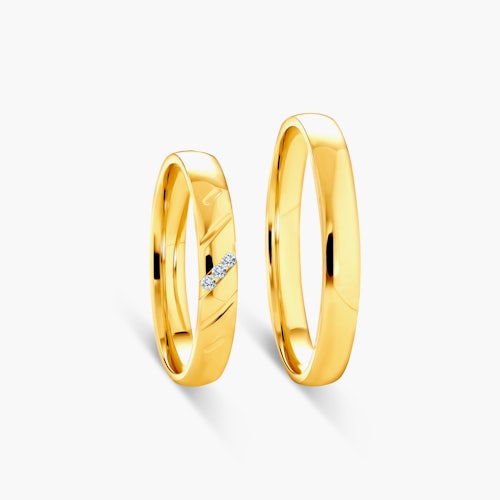 Obrączki ślubne: złote, półokrągłe, 3 mm